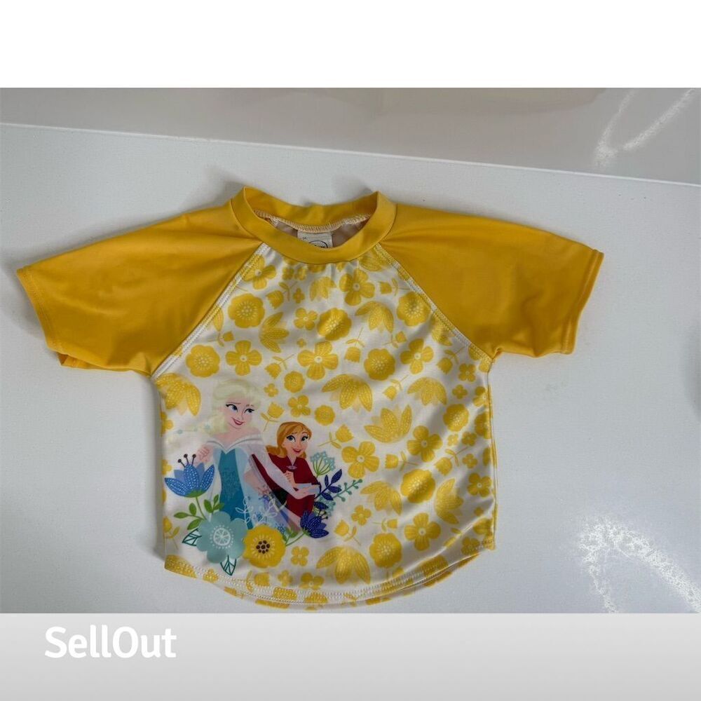 Disney Frozen Girls' One Piece Swimsuit Yellow Floral Size M​​